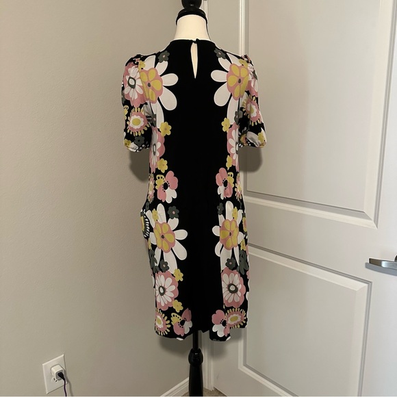Boden Seam Detail Ponte Shift Dress Black Flora Bloom Size US 8 - Picture 3 of 6